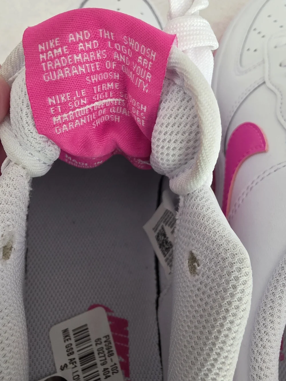Nike Air Force 1 Low GS White Laser Fuchsia Hot Pink FV5948-102 NWT 6.5W /5Y